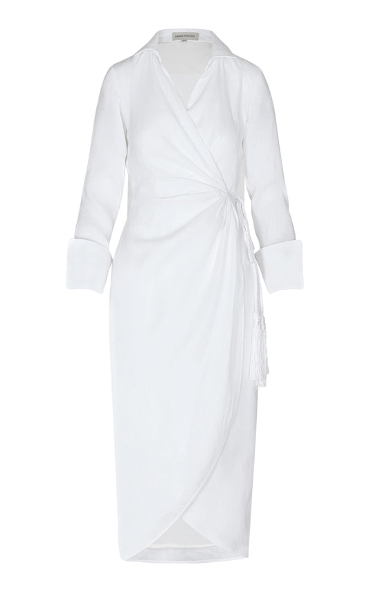 Clara Linen Midi Wrap Dress